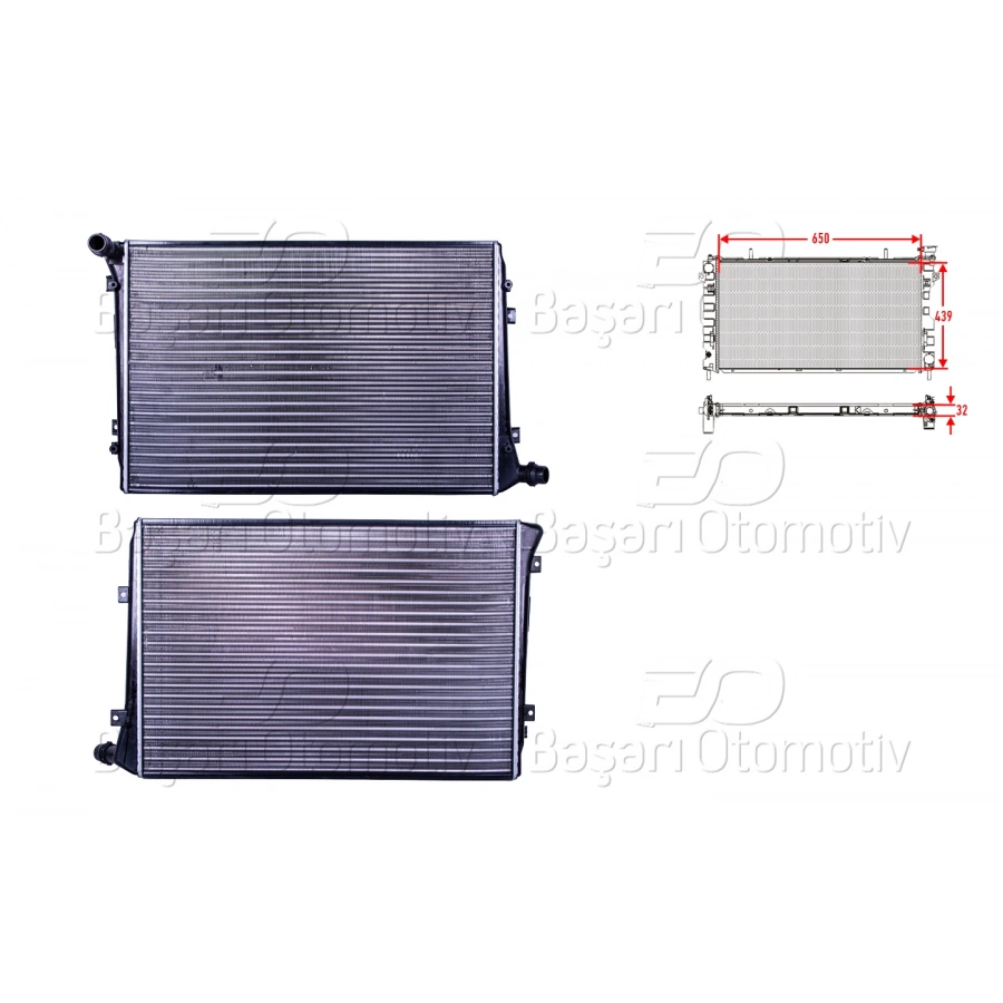 SU RADYATORU MEKANIK MT-AT 650X439 MM VW CADDY EOS GOLF5 GOLF5 PLUS JETTA 3 PASSAT TOUARAN AUDI A3 SEAT LEON ALTEA SKODA OCTAVIA 1.9 TDI 2.0 TDI 04 >