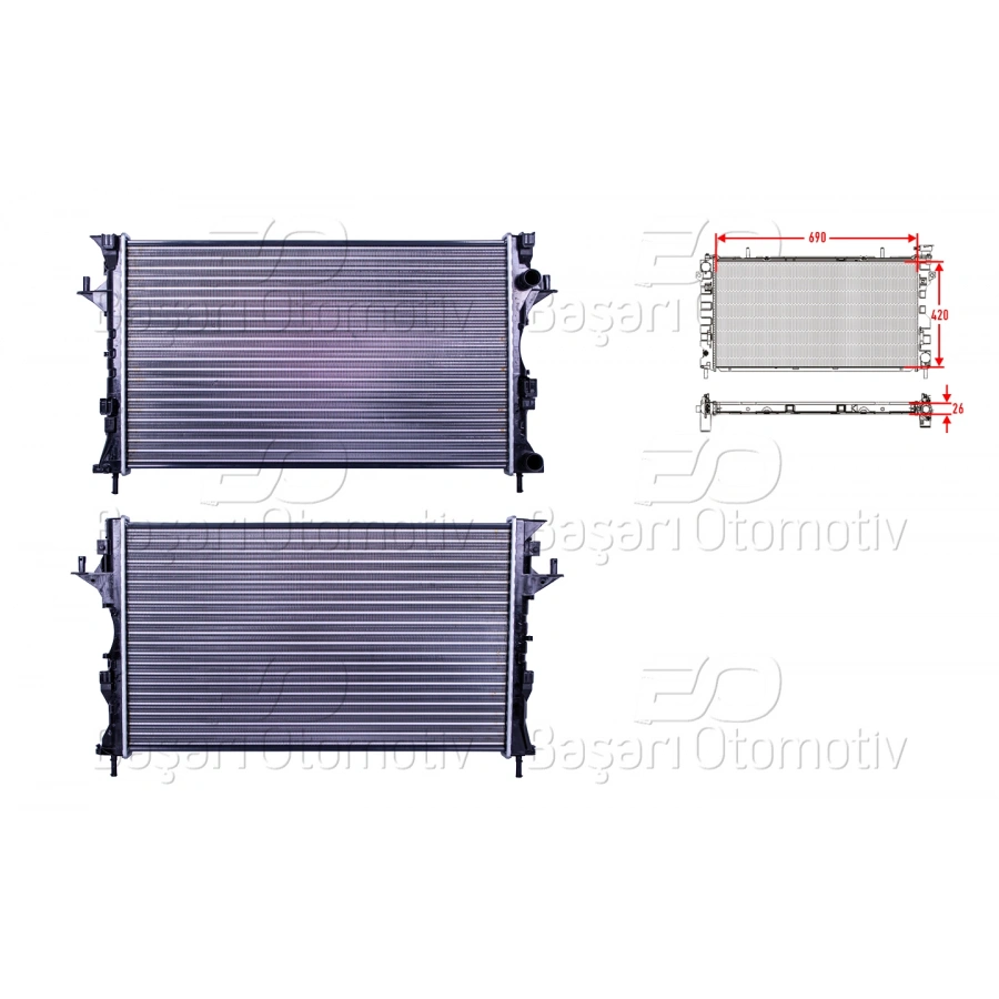 SU RADYATORU MEKANIK MT-AT 690X420X26 RENAULT LAGUNA 2 1.6 16V 1.8 1.9 DCI 2.0 16V 01 >