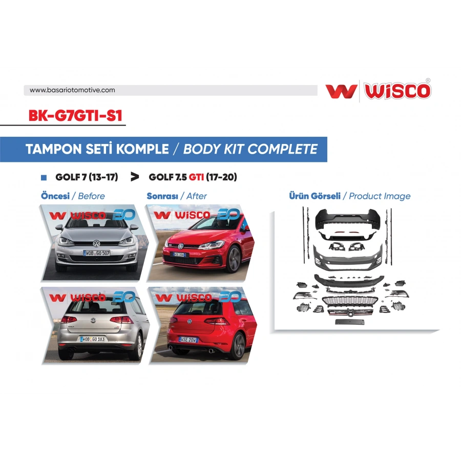 TAMPON SETI KOMPLE (ON-ARKA-YAN) VW GOLF 7.5 GTI (13-17 GOLF 7 ICIN UYUMLUDUR)