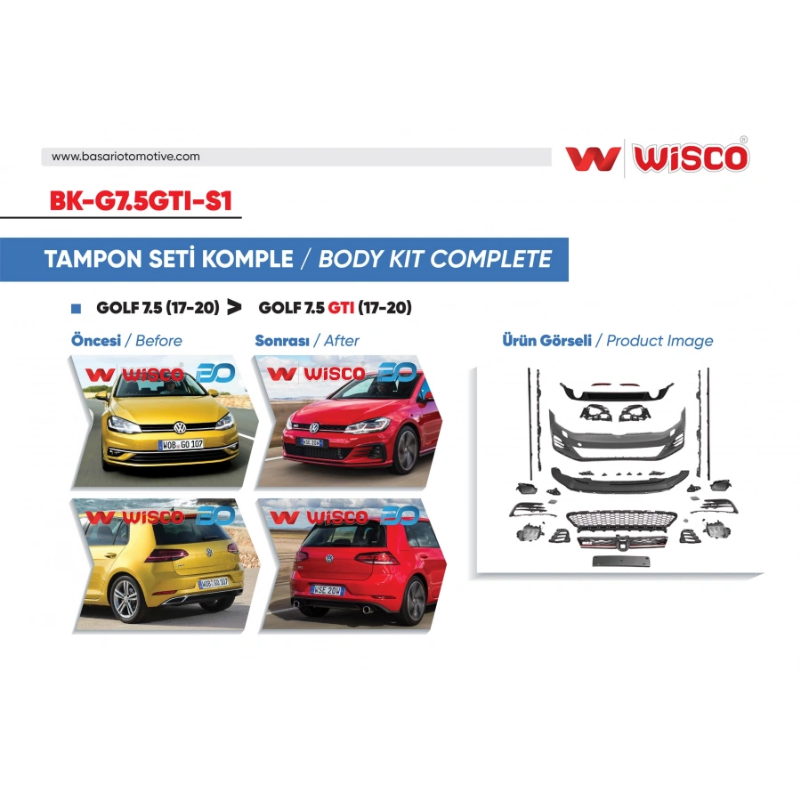 TAMPON SETI KOMPLE (ON-ARKA-YAN) VW GOLF 7.5 GTI (17-20 GOLF 7.5 ICIN UYUMLUDUR)