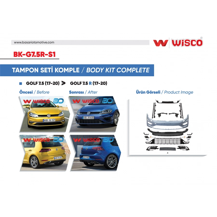 TAMPON SETI KOMPLE (ON-ARKA-YAN) VW GOLF 7.5 R (17-20 GOLF 7.5 ICIN UYUMLUDUR)