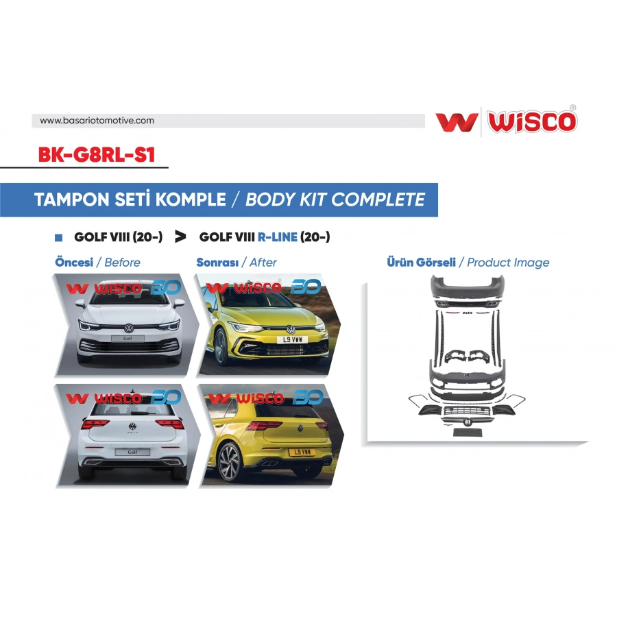 TAMPON SETI KOMPLE (ON-ARKA-YAN) VW GOLF 8 R-LINE 20-