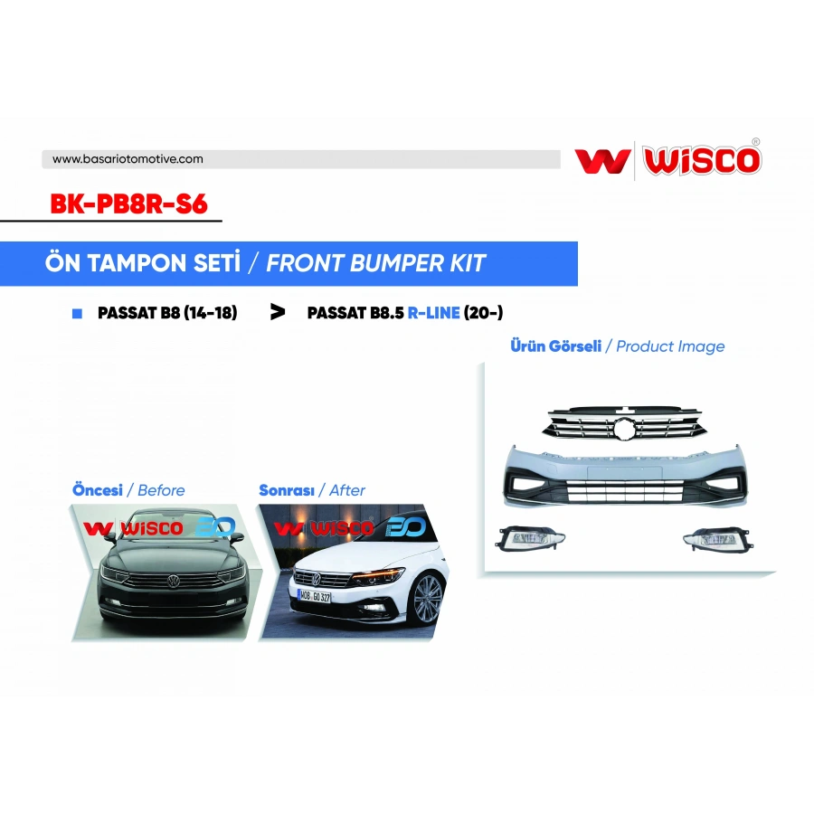 TAMPON SETI ON V1 VW PASSAT B8.5 R-LINE 20- (14-18 PASSAT B8 ICIN UYUMLUDUR)