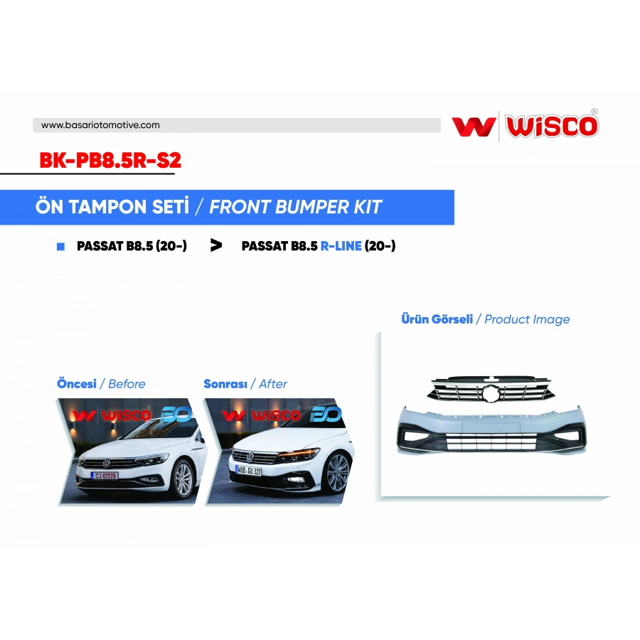 TAMPON SETI ON VW PASSAT B8.5 R-LINE 20- (20- PASSAT B8.5 ICIN UYUMLUDUR)