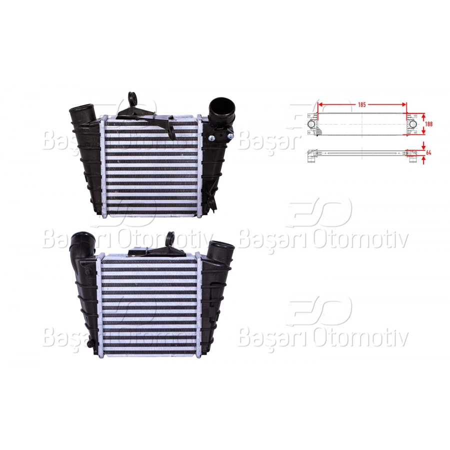 TURBO RADYATORU (INTERCOOLER) 185X188X64 VW POLO FABIA IBIZA CORDOBA1.4TDI 02>