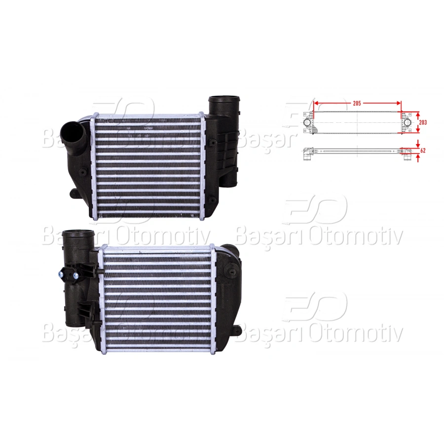 TURBO RADYATORU (INTERCOOLER) 205X203X62 AUDI A6 (4F2) 2.7 - 3.0 TDI 04-11