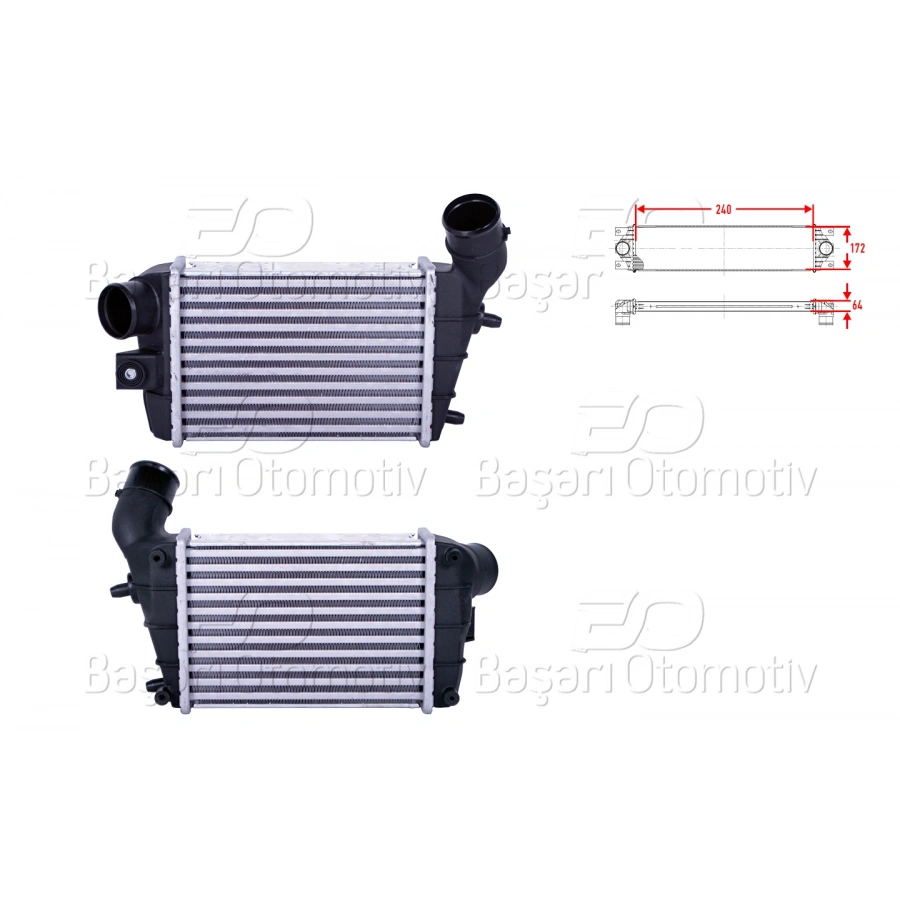 TURBO RADYATORU (INTERCOOLER) 240X172X64 ALFA ROMEO 147 (937_) 1.9 JTD 01-10 GT (937_) 1.9 JTD 03-10