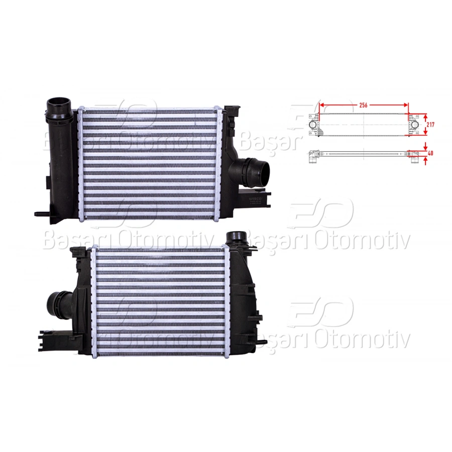 TURBO RADYATORU (INTERCOOLER) 256X217X40 RENAULT CLIO 4 (BH_) 0.9 Tce GRANDTOUR (KH_) 0.9 Tce 12> DACIA DOKKER MPV (KE_) 1.5 dCi 12>