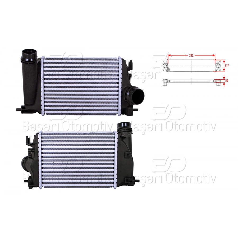 TURBO RADYATORU (INTERCOOLER) 282X217X50 RENAULT MEGANE 4 SEDAN HB (B9A/M/N_) 1.2 Tce 15> GRAND SCENIC 4 (R9_) 1.2 Tce 16>