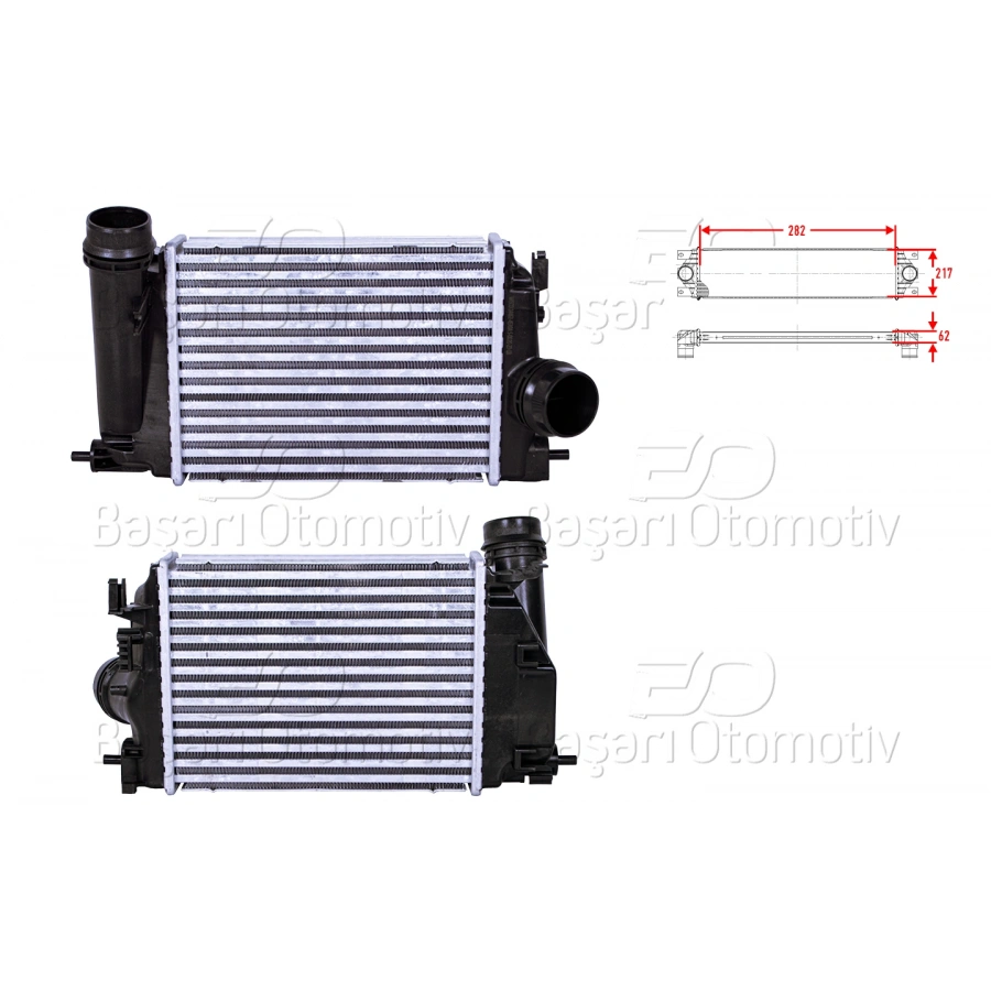 TURBO RADYATORU (INTERCOOLER) 282X217X62 RENAULT MEGANE 4 1.5 DCI 15>/ TALISMAN 1.5 DCI 15>/ KADJAR 1.2 TCE - 1.5 DCI 15>/ NISSAN QASHQAI (J11) 1.5 DCI 13>