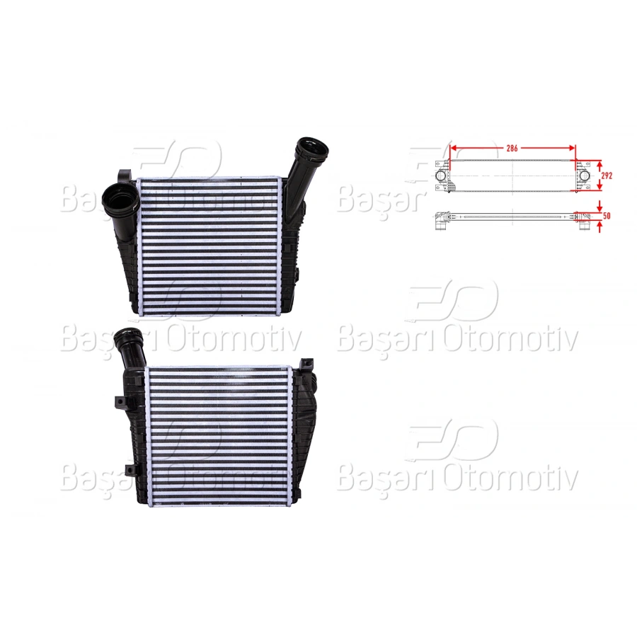 TURBO RADYATORU (INTERCOOLER) 286X292X50 VW TOUAREG 3.0 V6 AUDI Q7 3.0 TDI 04 >
