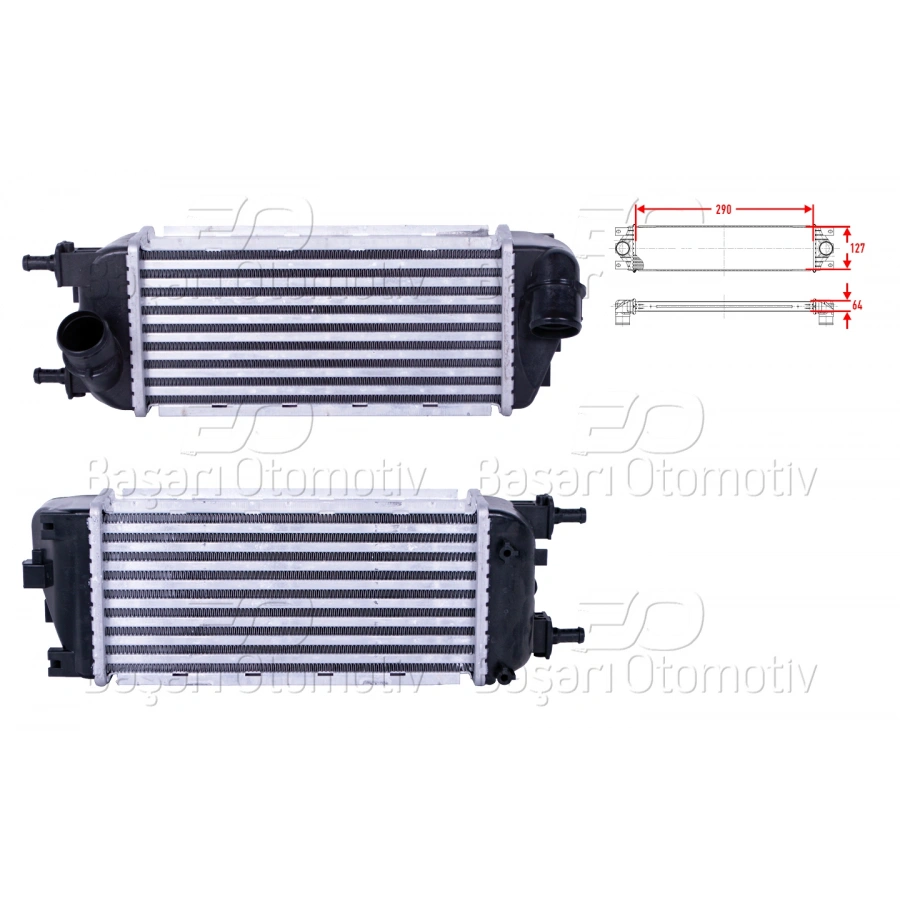 TURBO RADYATORU (INTERCOOLER) 290X127X64 FIAT PANDA 0.9 T - 1.3 JTD 12>