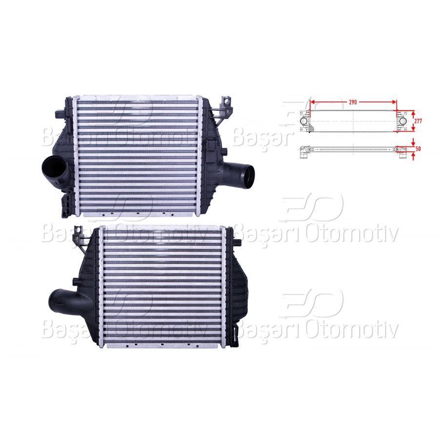 TURBO RADYATORU (INTERCOOLER) 290X277X50 MERCEDES-BENZ BENZ V 200 CDI VITO 108 CDI 2.2 110 CDI 2.2 112 CDI 2.2 99 >