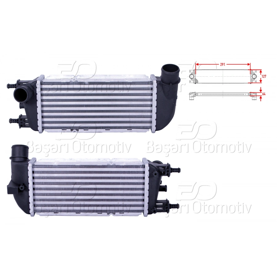 TURBO RADYATORU (INTERCOOLER) 291X127X64 FORD KA (RU8) 1.3 TDCi 08-16 FIAT 500 (312_) 1.3 D Multijet 07> 500 C (312_) 1.3 D Multijet 09>
