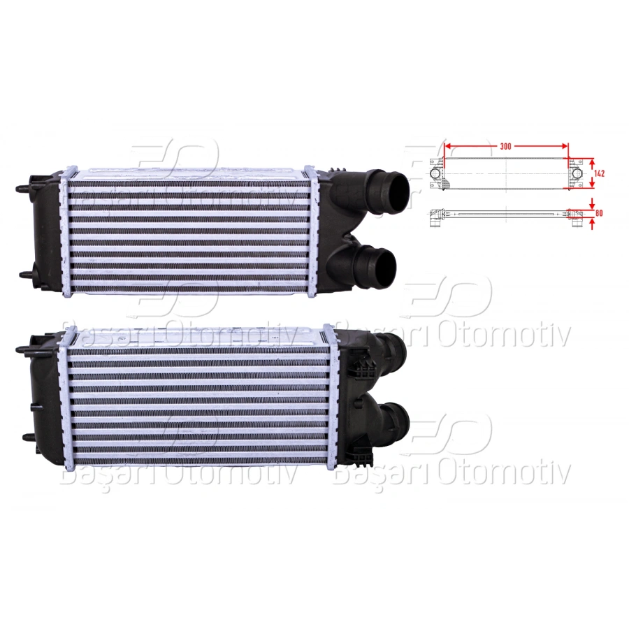 TURBO RADYATORU (INTERCOOLER) 300X142X80 CITROEN BERLINGO PEUGEOT PARTNER TEPEE 1.6 HDI 08 >