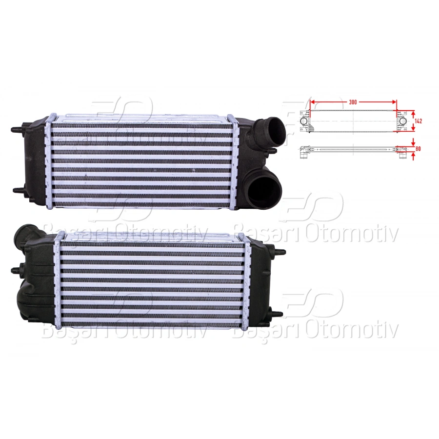 TURBO RADYATORU (INTERCOOLER) 300X142X80 FORD FIESTA 6 (CB1, CCN) 1.6 TDCi 08-12 FIESTA 6 Van 1.6 TDCi 09>