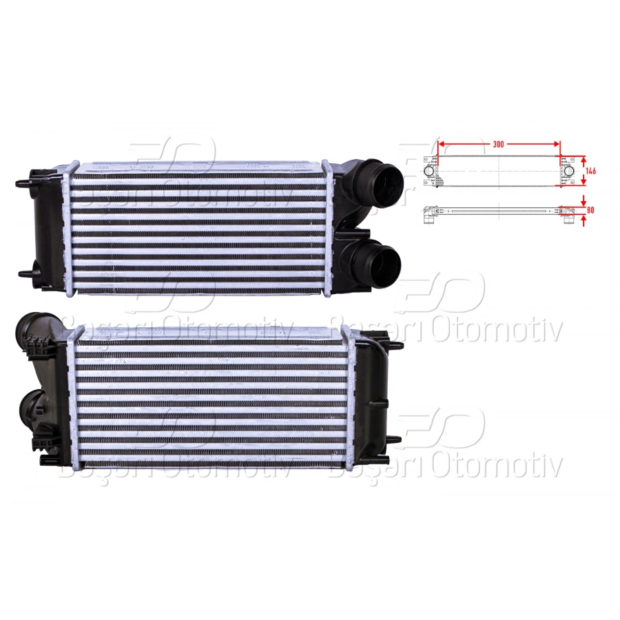 TURBO RADYATORU (INTERCOOLER) 300X146X80 CITROEN BERLINGO C4 PEUGEOT308 3008 5008 1.6 HDI 1.6 BLUE HDI 07 >