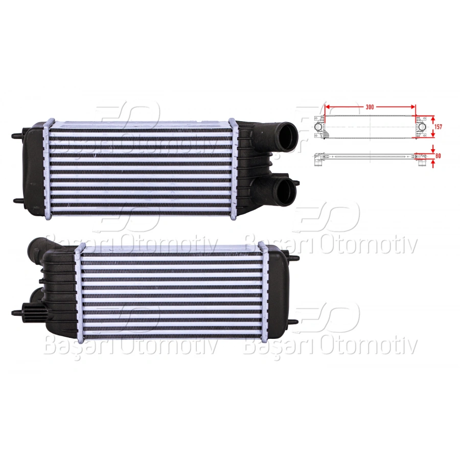 TURBO RADYATORU (INTERCOOLER) 300X157X80 CITROEN JUMPY FIAT SCUDO PEUGEOT EXPERT TOYOTA PROACE 1.6 HDI 1.6D 07 >
