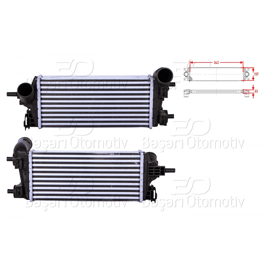 TURBO RADYATORU (INTERCOOLER) 343X157X62 FORD C-MAX FOCUS 3 GRAND C-MAX TOURNEO CONNECT TRANSIT CONNECT1.0 ECOBOST12 >