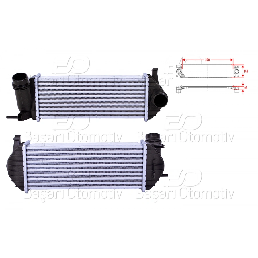 TURBO RADYATORU (INTERCOOLER) 378X143X64 RENAULT KANGOO 2 (KW0/1_) 1.5 dCi 08> MB CITAN MPV (W415) 109 CDI 12-21