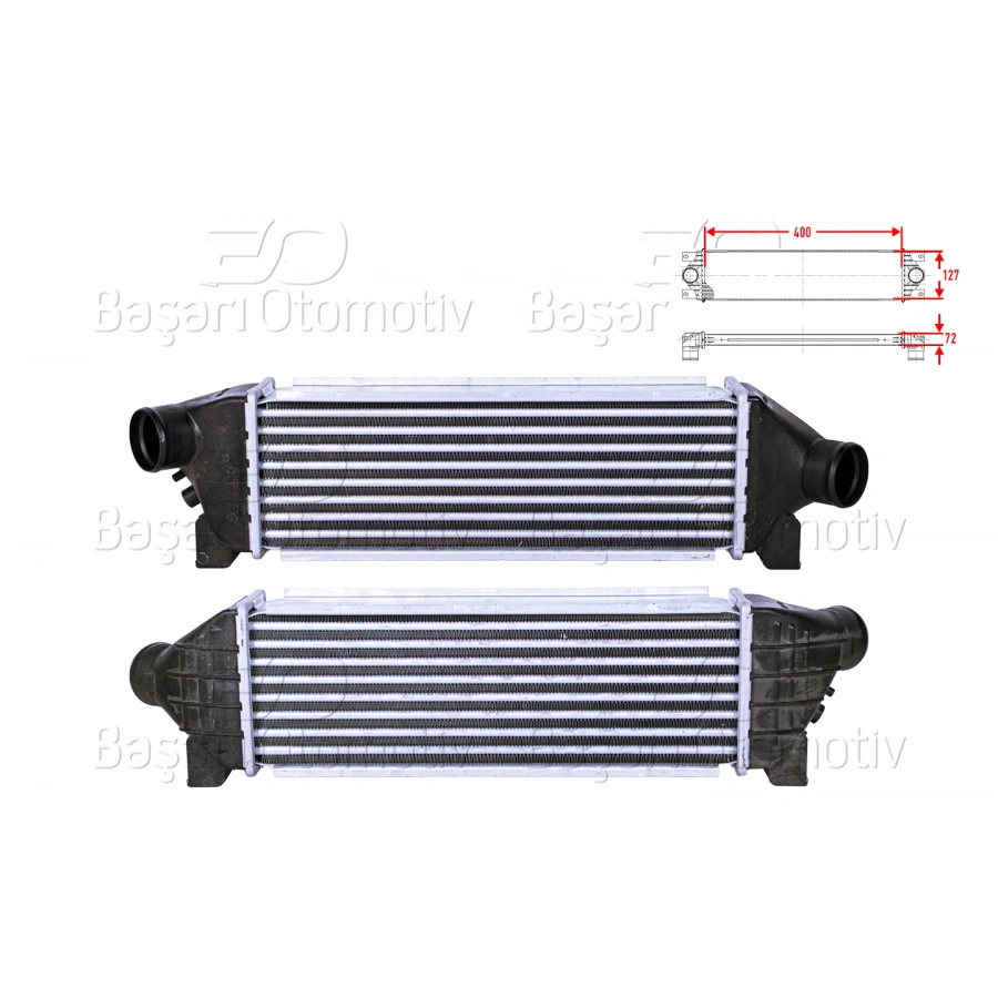 TURBO RADYATORU (INTERCOOLER) 400X127X72 FORD TRANSIT2.0 DI 00 >