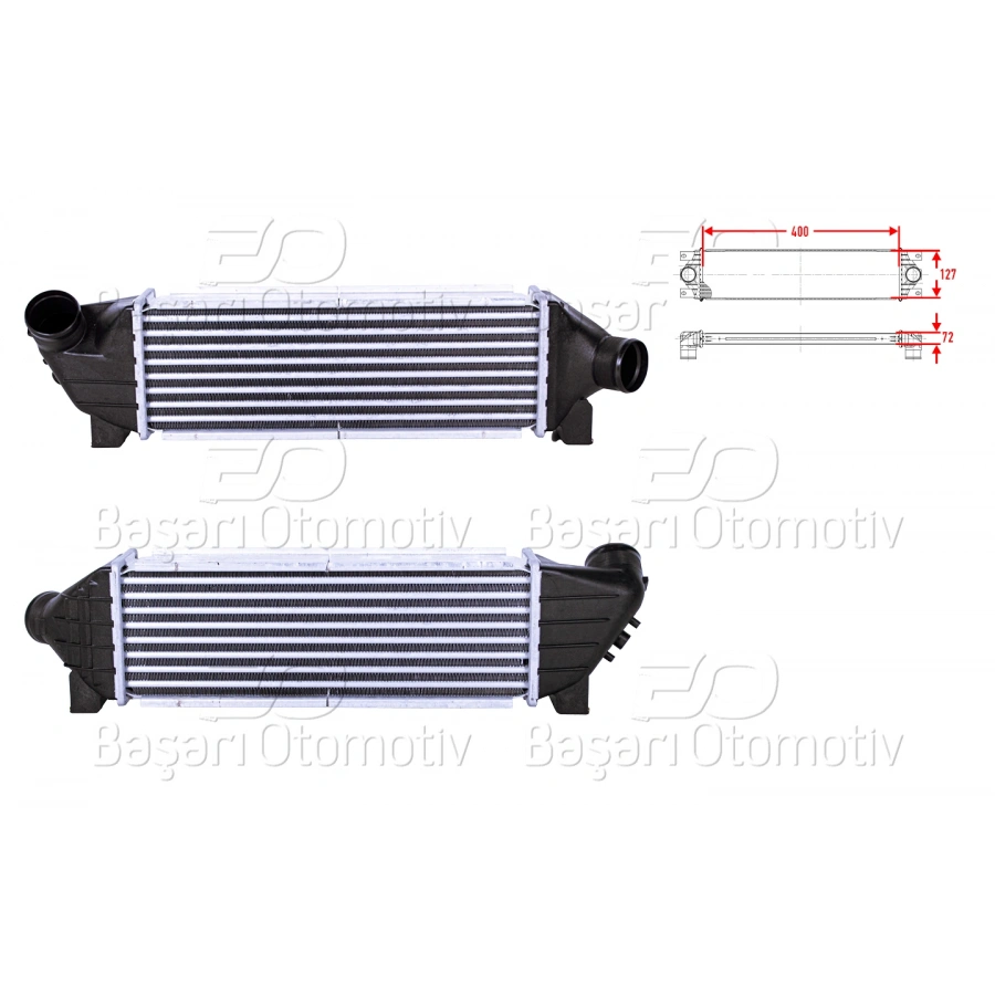TURBO RADYATORU (INTERCOOLER) 400X127X72 FORD TRANSIT2.0 DI 2.0 TDCI 00 >
