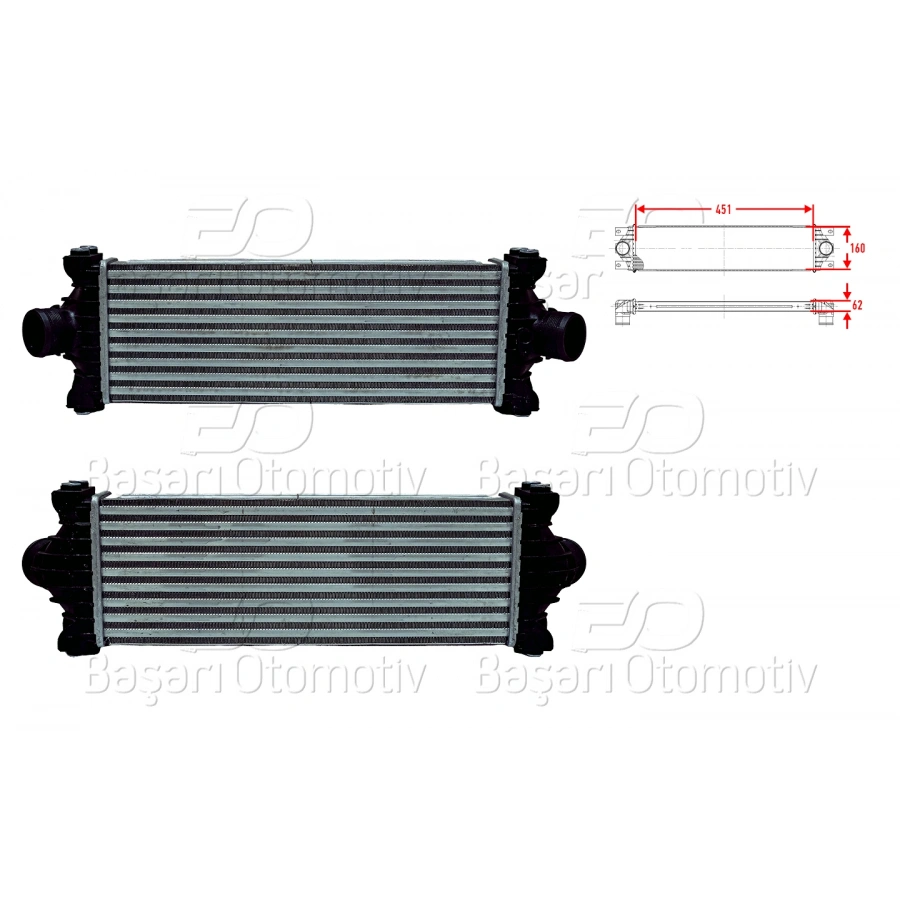 TURBO RADYATORU (INTERCOOLER) 451X160X62 FORD TOURNEO CUSTOM 2.2 TDCI 12-/ TRANSIT (V348) 2.2 TDCI 09-14/ TRANSIT (V363) 2.2 TDCI 14- / TRANSIT CUSTOM 2.2 TDCI 12- ARKADAN ITISLI