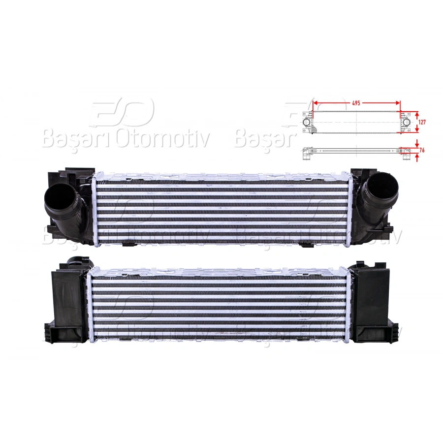 TURBO RADYATORU (INTERCOOLER) 495X127X76 BMW F20 1.14D 1.14I 1.16D 1.1.6I 1.18D 1.18I 1.20D 1.20I F23 2.18D 2.20I 2.20D F30 3.16D 3.18D 3.20D 3.20I F33 F83 4.20D 4.20I 4.18D 11 >