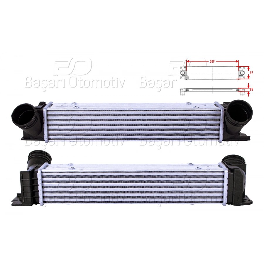 TURBO RADYATORU (INTERCOOLER) 509X97X85 BMW E81 1.16D 1.18D 1.20D E90 3.16D 3.18D 3.20D 3.20D XD E81 X1 1.6D 1.8D 2.0D SDRIVE 04 >