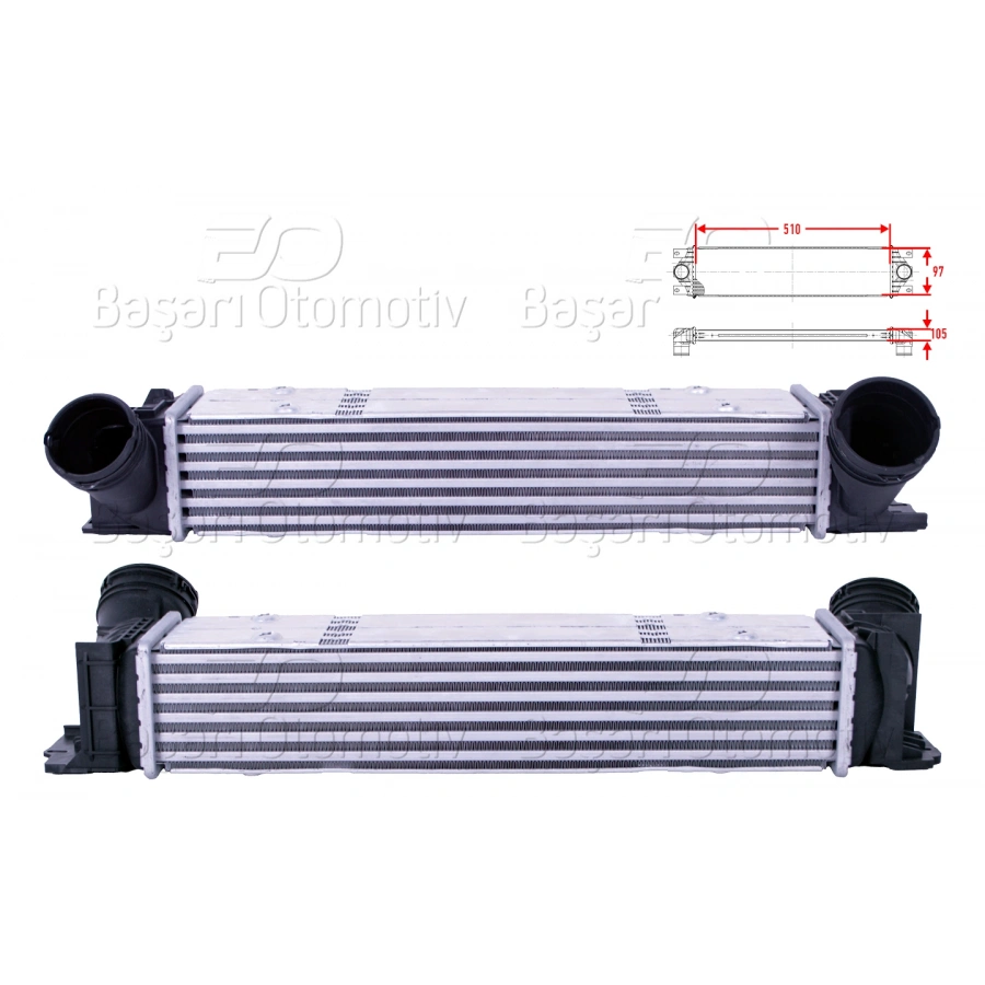 TURBO RADYATORU (INTERCOOLER) 510X97X105 BMW 3 (E90) 320d 04-11 X1 (E84) sDrive 20d 09-15 1 (E87) 120d 04-11