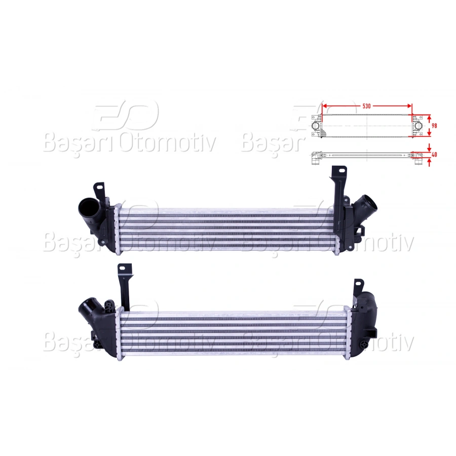 TURBO RADYATORU (INTERCOOLER) 530X98X40 RENAULT KANGOO NISSAN KUBISTAR 1.5 DCI 01 >