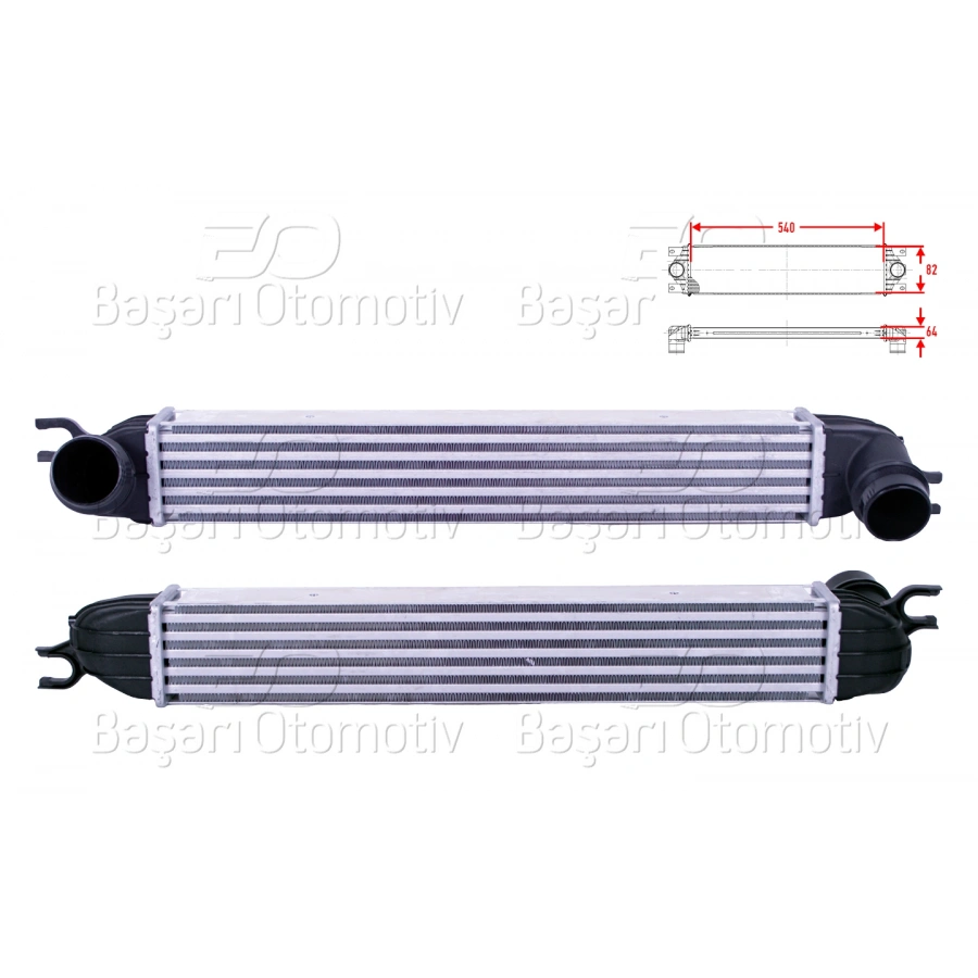 TURBO RADYATORU (INTERCOOLER) 540X82X64 MINI COOPER (R56) 10-13 CLUBMAN (R55) 10-14 COUNTRYMAN (R60) 10-16