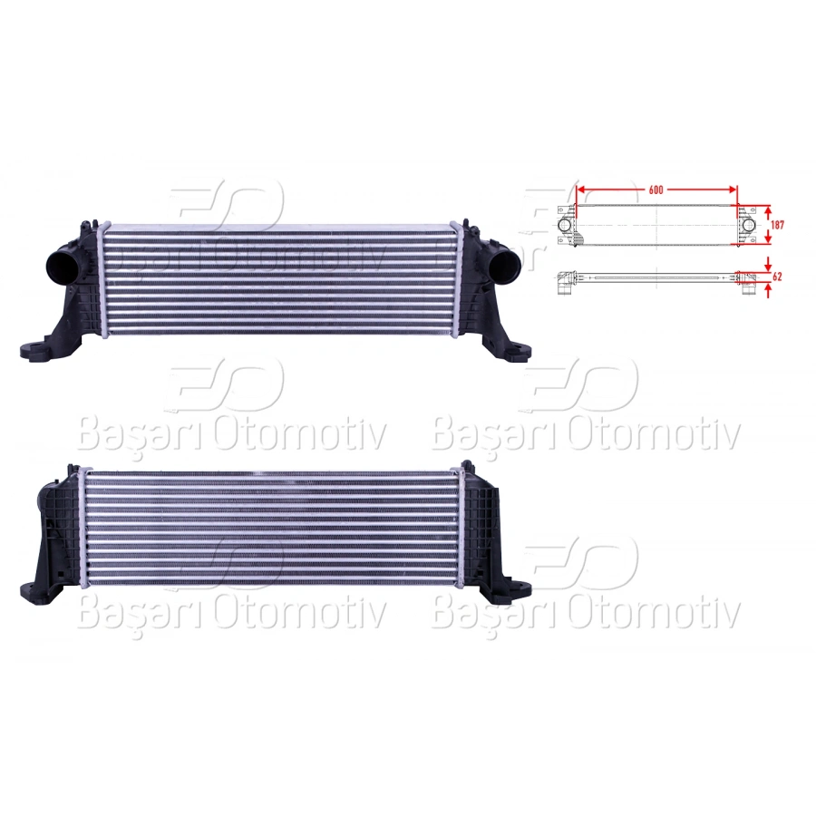 TURBO RADYATORU (INTERCOOLER) 600X187X62 IVECO DAILY 5 - 6 2.3 D - 3.0 D 11>
