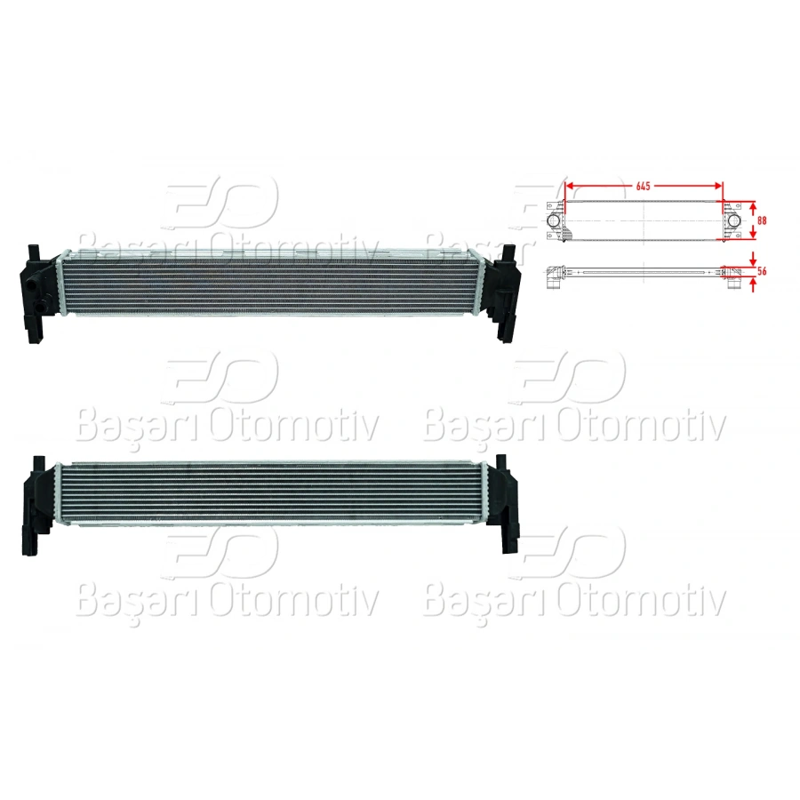TURBO RADYATORU (INTERCOOLER) 645X88X56 AUDI A1 VW POLO SEAT IBIZA TOLEDO SKODA FABIA RAPID 1.2 TSI 1.2 TFSI 1.4 TDI 1.4 TFSI 1.4 TSI 09>