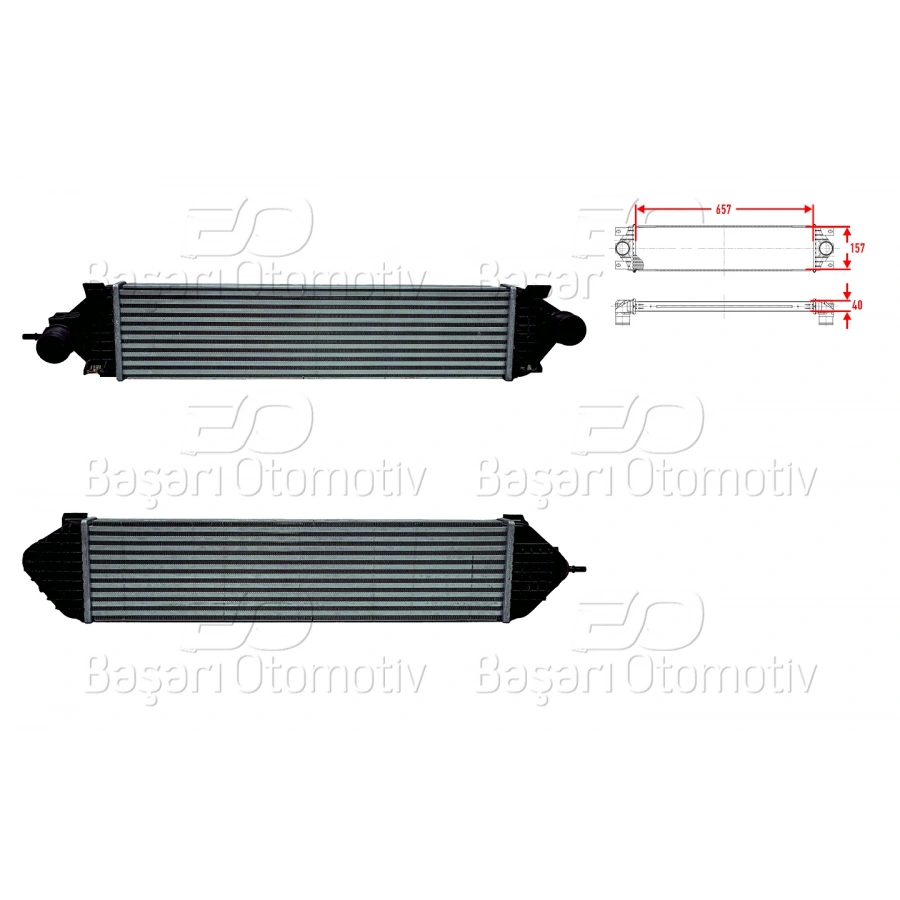TURBO RADYATORU (INTERCOOLER) 655X157X40 FORD C-MAX FOCUS 3 GRAND C-MAX KUGA 2 TOURNEO CONNECT TRANSIT CONNECT1.6 ECOBOOST1.6 FLEXIFUEL 10 >