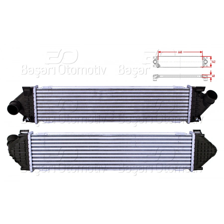 TURBO RADYATORU (INTERCOOLER) 660X142X40 FORD GALAXY KUGA MONDEO S-MAX 1.6 TDCI 1.8 TDCI 2.0 TDCI VOLVO S60 2 S80 2 V60 V70 3 1.6 D 1.6 DRIVE 2.0 TDI 06 >