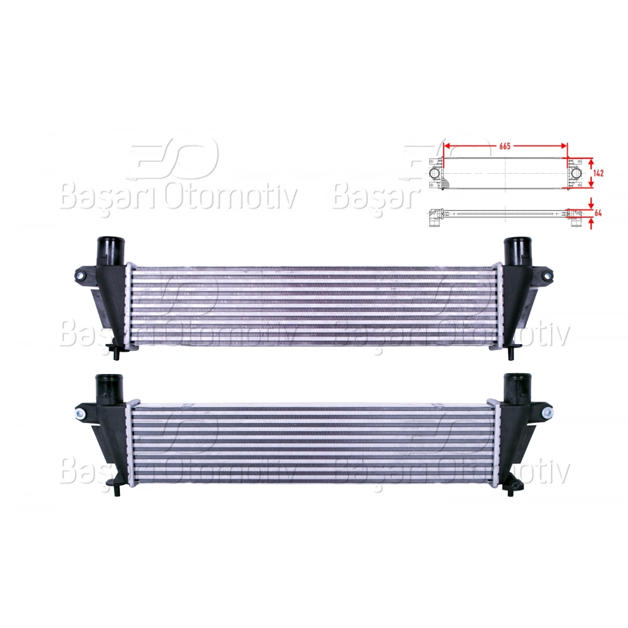 TURBO RADYATORU (INTERCOOLER) 665X142X64 ISUZU D-MAX 2 (TFR, TFS) 2.5 CRDi 12-18