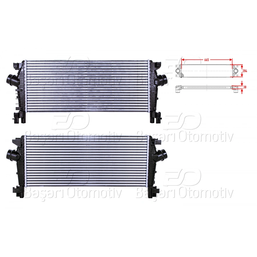 TURBO RADYATORU (INTERCOOLER) 665X284X30 OPEL ASTRA J ZAFIRA C CHEVROLET CRUZE J300 J305 J308 1.4 1.6 A1.4NET A1.4NEL B1.4NEL A1.6LET B1.4NET 09>