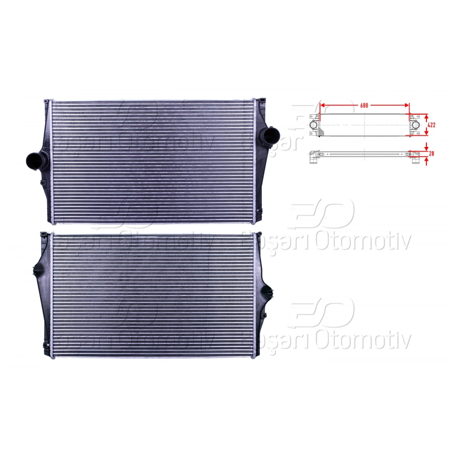 TURBO RADYATORU (INTERCOOLER) 688X422X28 VOLVO XC90 1 2.5 T - D5 - T6 02-14