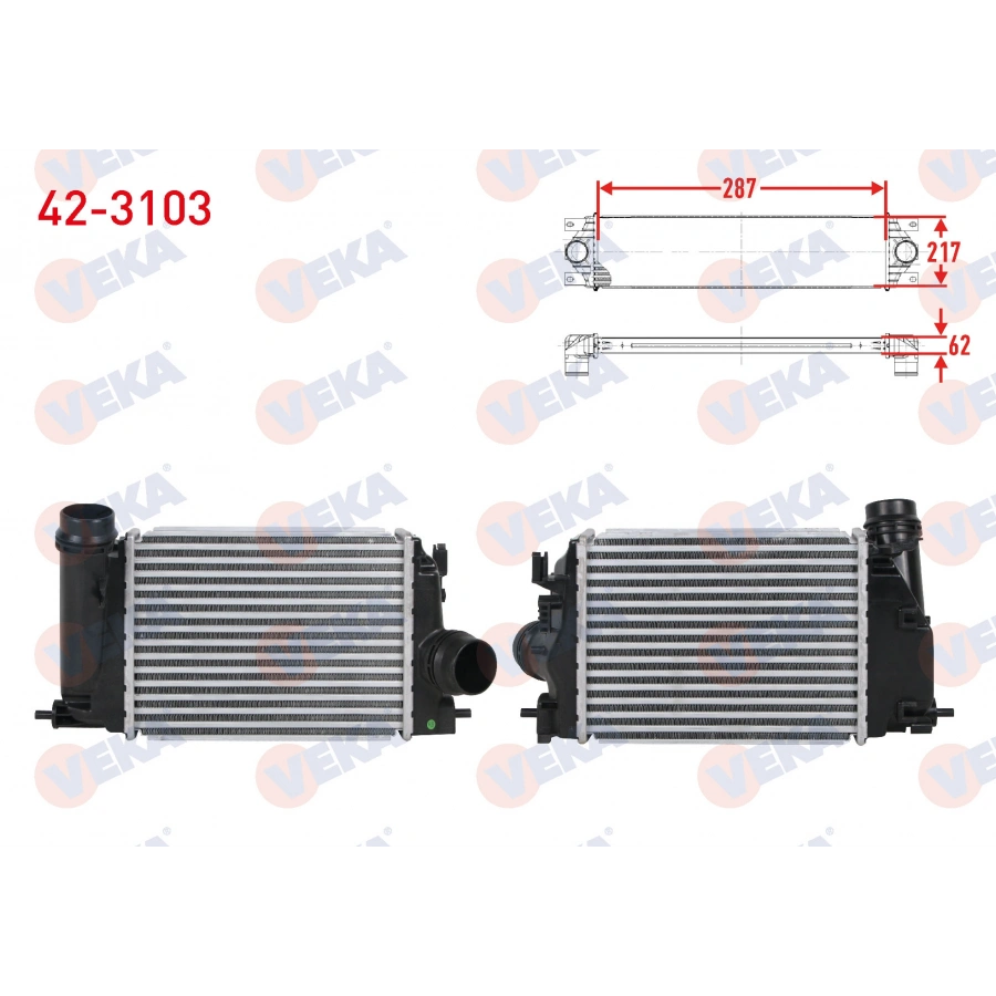 TURBO RADYATORU (INTERCOOLER) RENAULT MEGANE IV 1.5 Dci, BluedCi- 2015- / TALISMAN 1.5 dCi 2015- / KADJAR 1.2 TCe, 1.5 BlueDci 2015- / NISSAN QASHQAI II (J11) 1.5 Dci 2013-