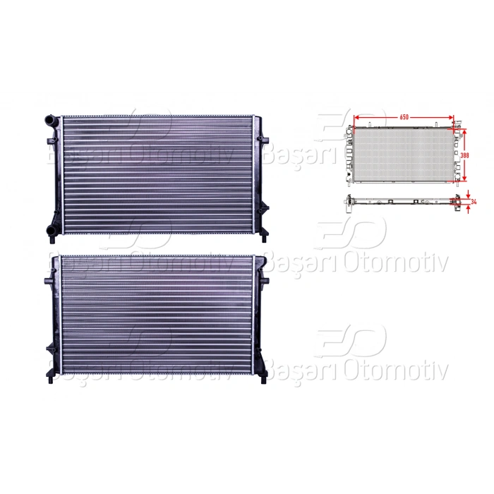 SU RADYATORU MEKANIK MT-AT 650X388 MM VW GOLF5 PASSAT CADDY A3 1.6 2.0 FSI 04 > AUTOLUX 1113019-22