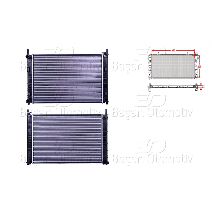 SU RADYATORU MEKANIK MT 499X349X22 MM FORD FIESTA 5 1.3 1.4 TDCI 01 > AUTOLUX 3113025-22