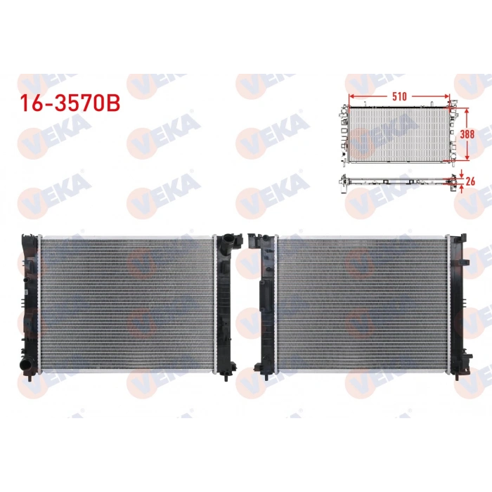 SU RADYATORU BRAZING RENAULT CLIO V 1.5 Blue dCi 2019- / CAPTUR II 1.5 Blue dCi 2020- VEKA 16-3570B