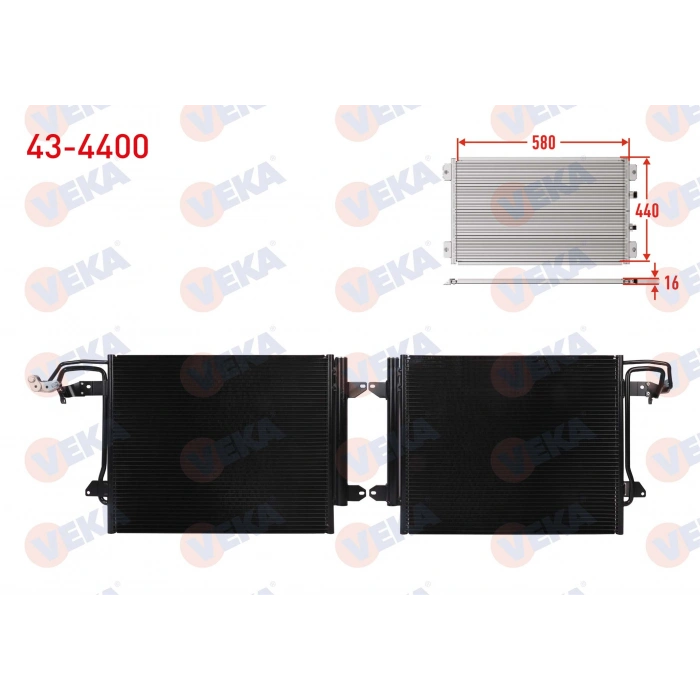 KLIMA RADYATORU VOLKSWAGEN CADDY III (2KA,2KH,2CA,2CH) 1.9 TDI M-T 2004-2010 VEKA 43-4400 T1