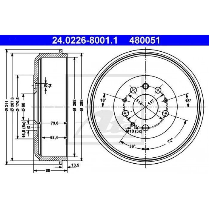FREN KAMPANASI ARKA CARAVELLE TRANSPORTER 90>96 - (R1)