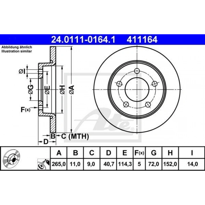 FREN DİSKİ ARKA MAZDA 3 03>10 DÜZ 265MM - (R1)