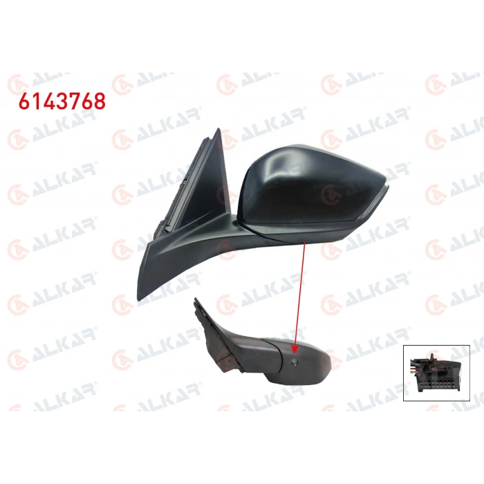 DIS DIKIZ AYNASI SOL ELEKTRIKLI ISITMALI OTOMATIK KATLANIR SINYALLI ALT AYDINLATMALI 9 PIN PEUGEOT 308 III 2021- / 308 SW 2021- / 408 II 2022- (A1)