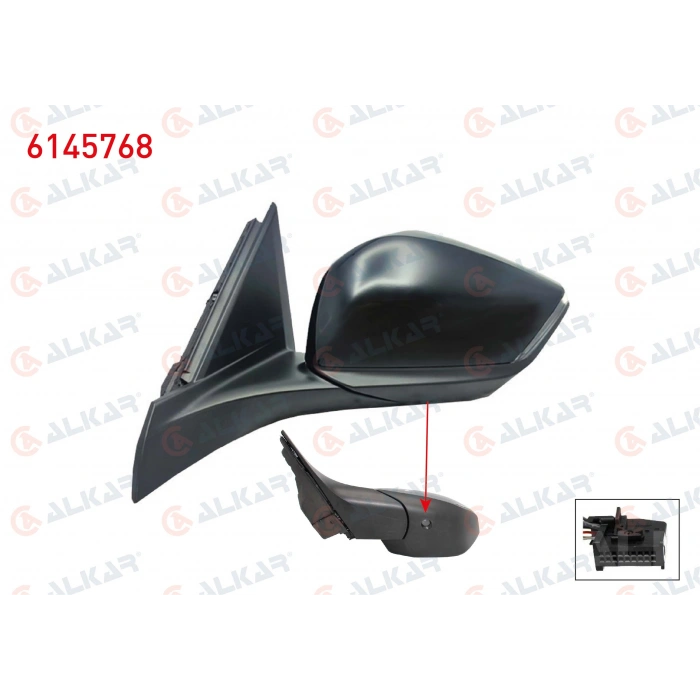 DIS DIKIZ AYNASI SOL ELEKTRIKLI ISITMALI OTOMATIK KATLANIR SINYALLI ALT AYDINLATMALI KOR NOKTALI 10 PIN OPEL ASTRA L 2021- / PEUGEOT 308 III / 308 SW III 2021- / 408 II 2022- (A1)