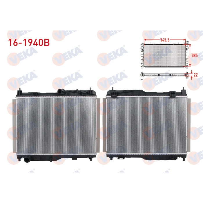 SU RADYATORU BRAZING (5.5mm fin) FORD ECOSPORT 1.0 EcoBoost A-T 2018- / FIESTA VII 1.1 Ti-VCT A-T 2017- / FIESTA VII 1.5 TDCI A-T 2017-