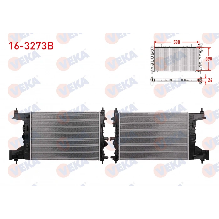 SU RADYATORU BRAZING OPEL ASTRA J 1.3 CDTI M-T AC+/- KALINLIK 26mm 2009-2016